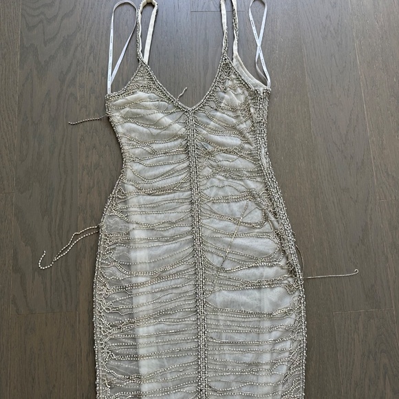 Retrofete IRINA White Crystal Rhinestone Embellished Maxi Dress - Size SMALL - Picture 9 of 15